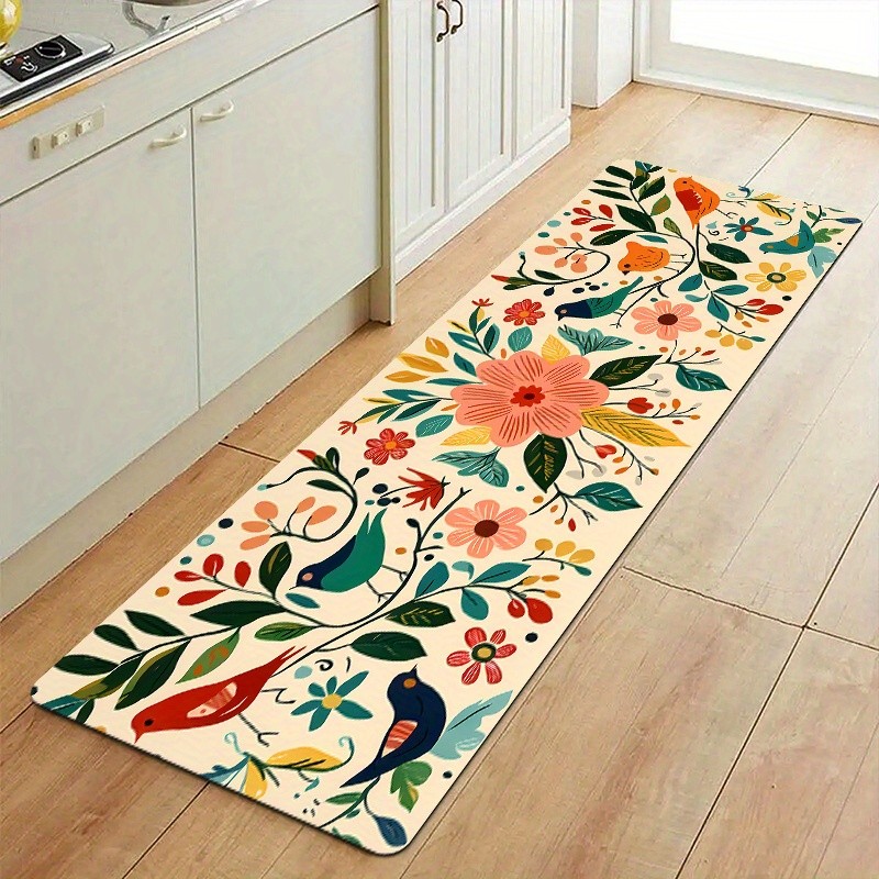 Beige White Bird Flower Branch - Commercial Kitchen Floor recension och pris