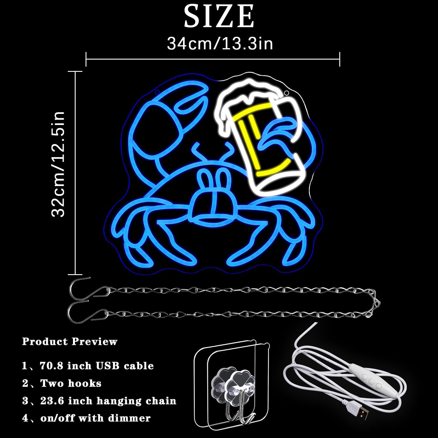 Crab Beer LED Neon Sign USB Po - Commercial Kitchen Youtube recension och pris
